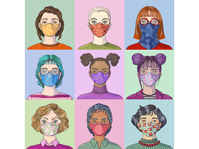Face Masks covid19 fashion illustration illustration product design seamless pattern