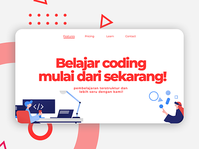 Code Course Landing Page design flat minimal typography ui ux web web design web development website website design