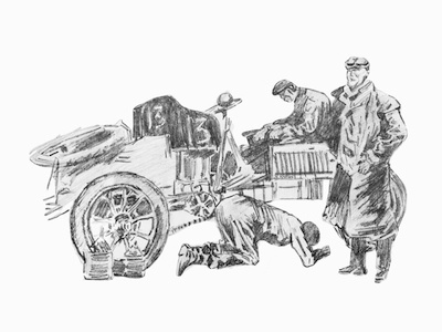 1950s Pitstop art drawing sketches