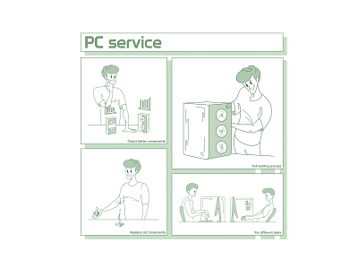 PC service character illustration pc service