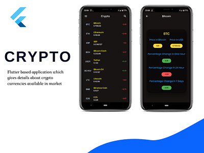 Crypto app basicui clean colors cryptocurrency dark mode design flutter mobile app mobile ui simple