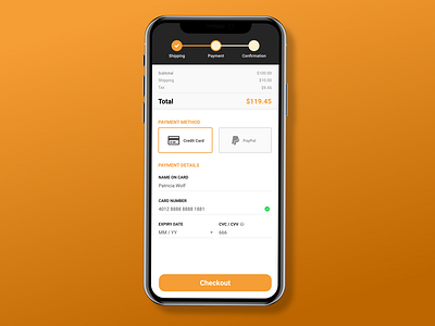 Mobile Checkout - DailyUI #002 app dailyui ecommerce ios mobile ui vector web