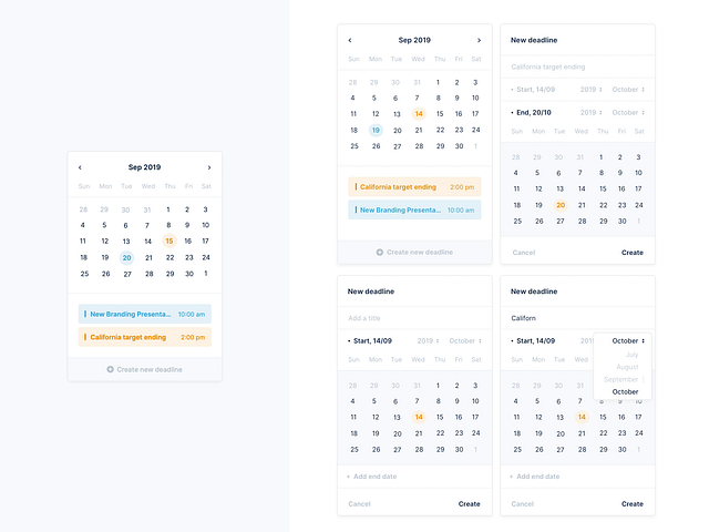 Calendar UI designs, themes, templates and downloadable graphic ...