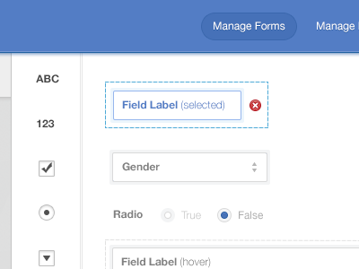 Form UI Builder blue build form input manage ui