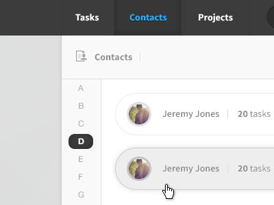 Contact admin clean contact dashboard hover simple state ui