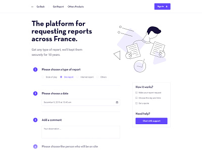 Homepage Form Report form homepage illustrations report request ui uidesign webdesign