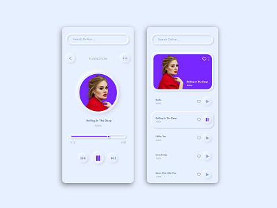 NEOMORPHISM UI DESIGN app design minimal neomorphism playlist uidesign uiux ux