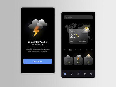 Weather App app application concept dark product designer ui ui designer uiux ux designer weather