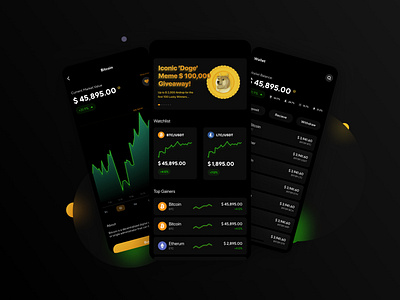 Crypto Wallet App crypto dark design designer productdesign theme ui wallet