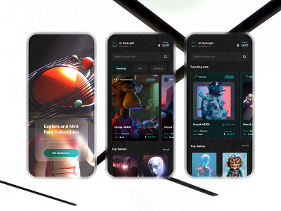 NFT Marketplace App 3d black colorful crypto cryptocurrency dark darkmode defi design designer designlife webui uidesigner graphic design green mobile app nft nft art productdesign ui web 3 web3