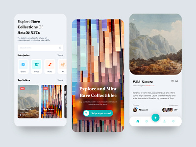NFT Mobile App app color crypto design designer green love minimal mobile app nature nft nft app orange paint painting product ux web web 3 web3