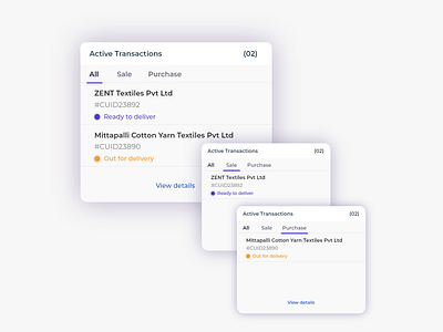 Transactions Card View