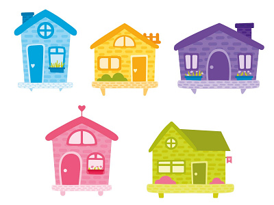 cute houses animation art children illustration design doodle flat illustration illustrator stickers vector vectors
