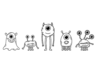 Doodle monsters animation character children illustration digital digitalart doodle doodles flat illustration illustrator minimal stickers vector