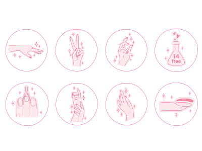 Manicure icons art beauty branding children illustration design doodle flat icon illustration illustrator manicure minimal stickers