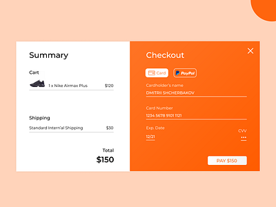 Checkout form page checkout dailyui dailyui002 payment ui ui ux