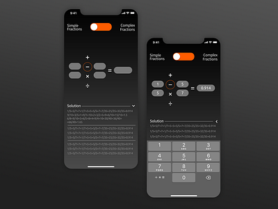 Fraction calculator app app calculator dailyui dailyui004 ui ux