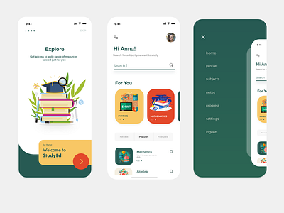 StudyEd app app design dashboad design ecommerce education education app elearning menu mobile mobile app onboarding ui design uidesign user interface vector