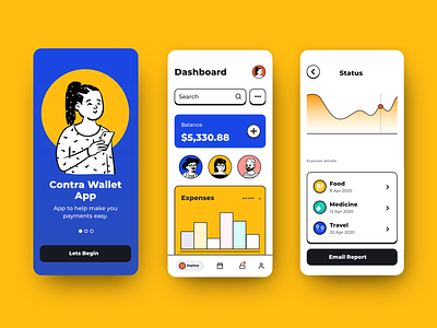 Contra Wallet App app app design dashboad design finance illustration mobile ui ui design user interface uxdesign vector wallet wallet app