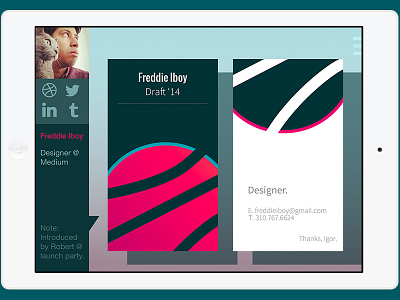 Draft '14 app business card debut ipad product design social ui uiux design