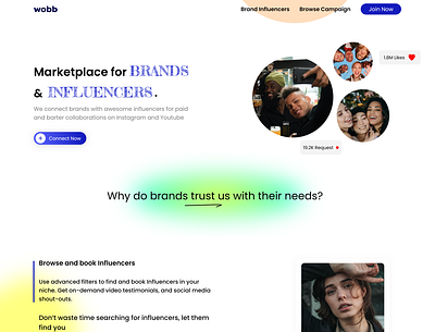 Platform to connect BRAND & INFLUENCERS adobexd branding influencers marketplace ui website