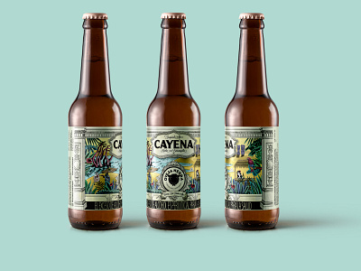 Cayena beer label beer beer art beer label design hand drawn illustration kitsch summer tropical