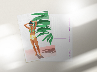Amarelo Swimwear postcard illustration beach branding fashion illustration post card summer swimwear