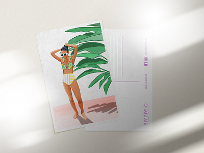 Amarelo Swimwear postcard illustration