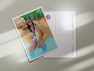 Amarelo Swimwear Postcard branding fashion illustration post card swimwear