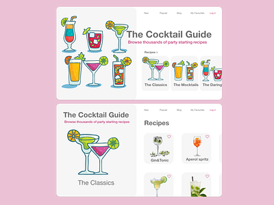 Cocktail Guide alcohol cocktail cocktail menu cocktails guide illustration menu ux website website design