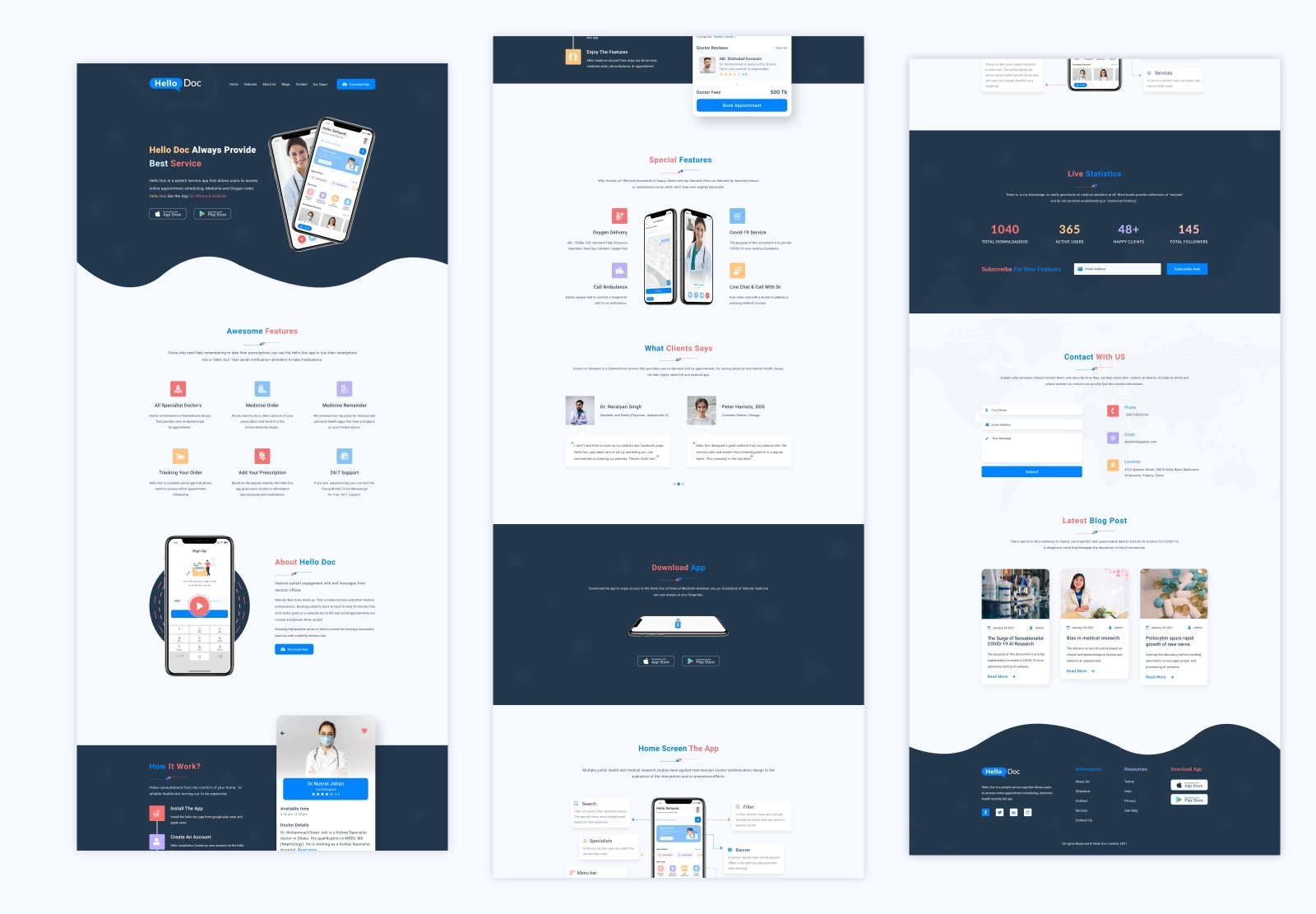 Hello Doc App Landing Page by jewel on Dribbble