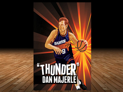 Dan Majerle illustration for Phoenix Suns Free Throw magazine