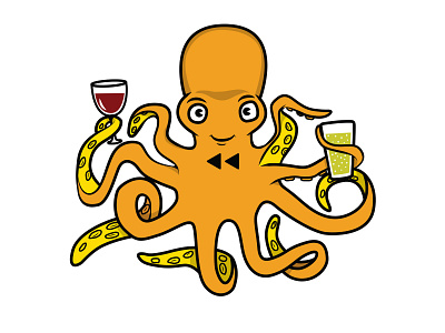 Rewined Beer and Wine Bar mascot aquarium bars beer branding design fish fun logo mascot octopus retro vector wine