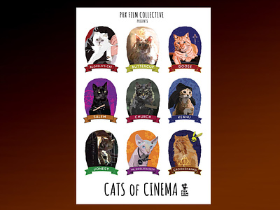 Cats Of Cinema poster alternative movie poster cat cats cinema design film poster illustration movie poster movie theater vector