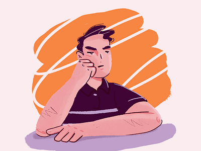 thoughtful boy boy guy illustration thinking warm colors