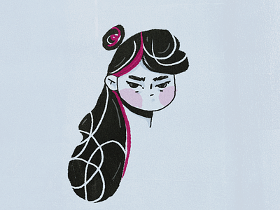 Personality angry girl hair illustration marker pink hair