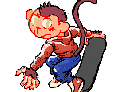 The Natural apparel branding characterdesign design digital painting illustration monkey skateboard vector