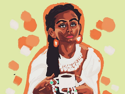 Morning Cup café coffee design digital painting face female illustration portrait theme