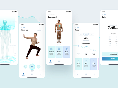 iOS apllication design for Exercise guide app application concept design exercise app interaction interface ios light mobile sport ui user experience user interface design ux white