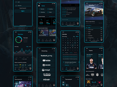 Mobile app design for e-sport community. Gaming social network