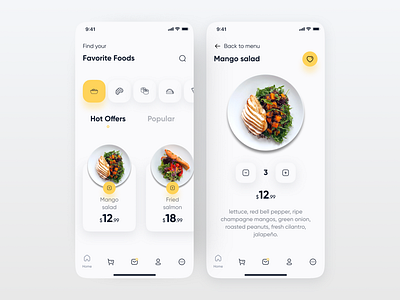 IOS application design concept for food delivery company android application bar concept delivery design food food delivery app interaction interface ios light lights meal minimalism restaurant ui user experience user interface design ux