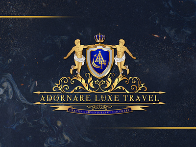 ADORNARE LUXE TRAVEL gothic design heraldic design heraldic logo logo logo design luxurious design luxury design royal logo