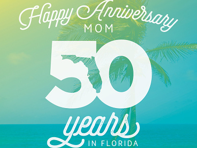 Florida 50 anniversary bright florida fun palm tree text type