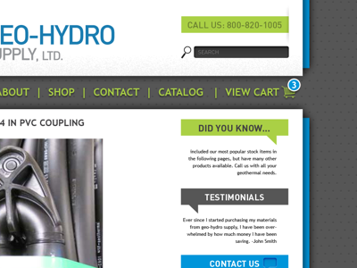 Geo-Hydro Supply Web clean e commerce green modern products web