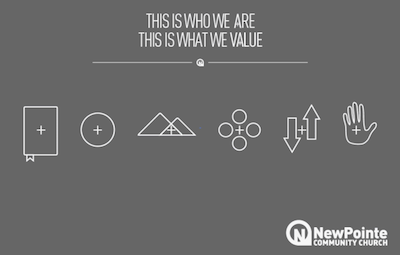 NewPointe's Values reimagined WIP bold church clean icons minimal newpointe simple values