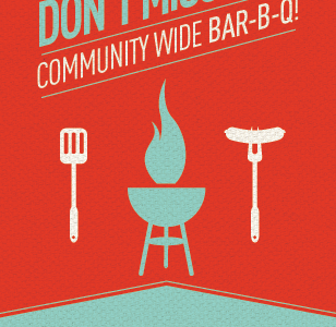 Bar-B-Q Doorhangers ad church client icon print simple texture wip