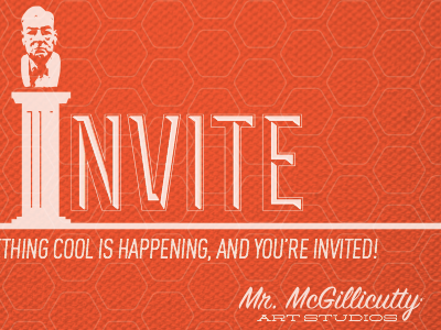 Mr McGillicuty opening invitation art bold invitation minimal pattern studio texture typography