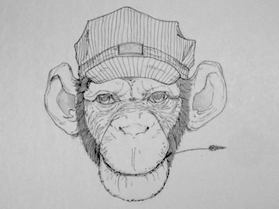 Inked Conductor Monkey detail drawing fantasy fine art fun inked inspired pen pencil