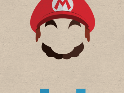 Mario Poster colorful illustration mario minimal mustache nostalgia poster print star super texture video games