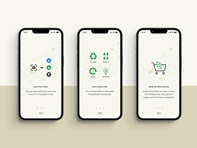 ReTHNK Recycling app - Splash Screens app case study design figma ios logo mobile app ui ux